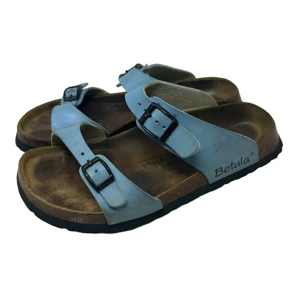 Betula Original Birkenstock 240 Light Blue Leather‎ Slide Sandals Size 37 US 6 - Picture 7 of 7